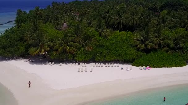 Εναέρια κηφήνας ουρανό της τέλειας άγριας ζωής παραλία λιμνοθάλασσα από τυρκουάζ ωκεανό με λευκό αμμώδη φόντο — Αρχείο Βίντεο