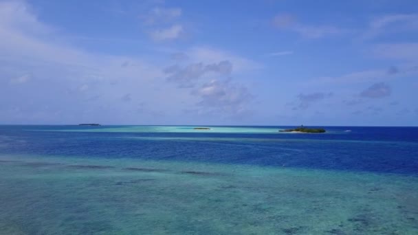 Aerial drone travel of tropical coastline beach trip by clear sea and white sand background — Stock Video