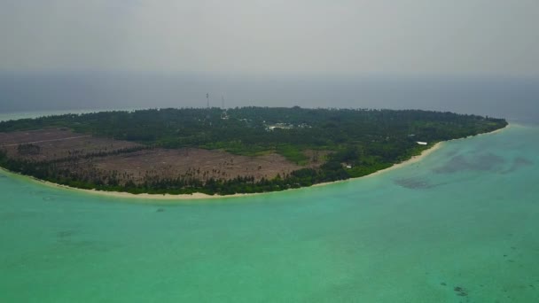 Aerial drone texture of beautiful island beach time by blue ocean with bright sandy background — Stock Video