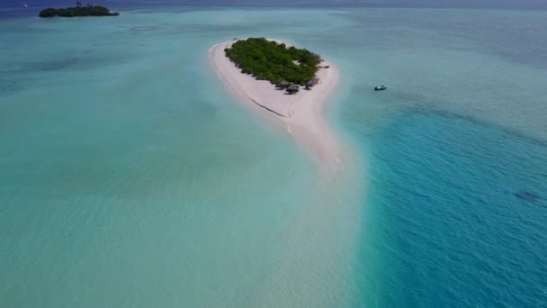 Drone abstract of perfect sea view beach voyage by turquoise ocean and white sand background — Vídeo de Stock