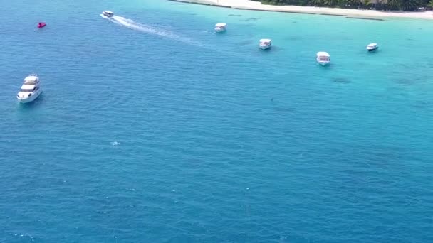 Drone view sky of beautiful shore beach journey by aqua blue water and white sand background — Stock Video