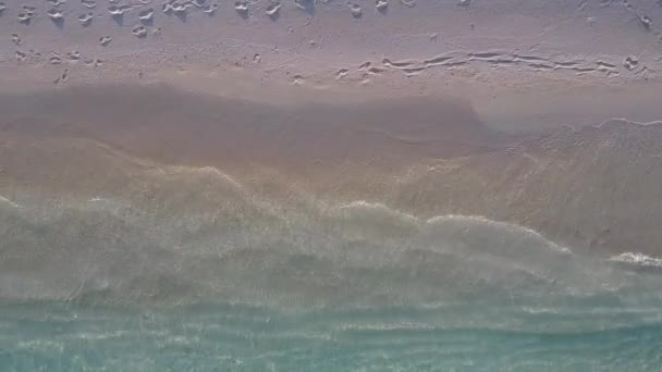 Aerial drone nature of paradise sea view beach holiday by turquoise sea with white sandy background — Stock Video