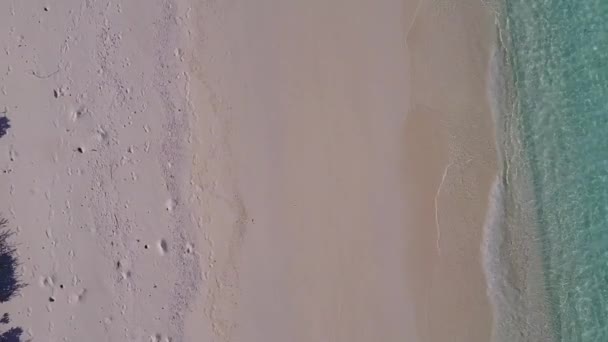 Drone aéreo abstracto de estilo de vida exótico playa turística por laguna transparente con fondo de arena blanca — Vídeo de stock