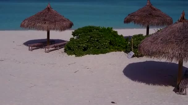 Escenario aéreo de drones de perfecta vida silvestre de playa turística por aqua azul océano y fondo de arena blanca — Vídeos de Stock