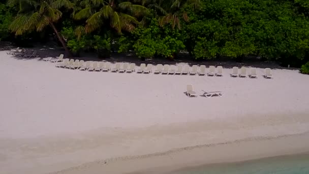 Textura aérea del dron de la hermosa costa fauna de playa por el agua azul con el fondo arenoso limpio — Vídeos de Stock