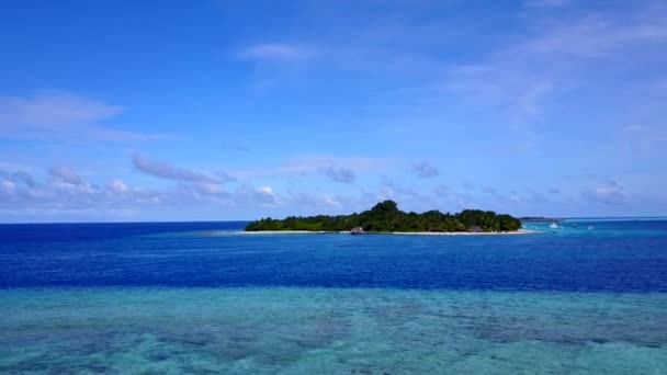 Aereo drone turismo di rilassante laguna spiaggia fauna selvatica da acqua laguna blu con sfondo di sabbia bianca — Video Stock