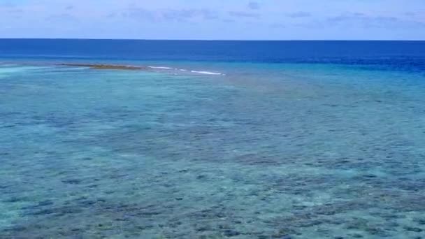 蓝水白沙背景下田园诗般的岛屿海滨度假的空中性质 — 图库视频影像