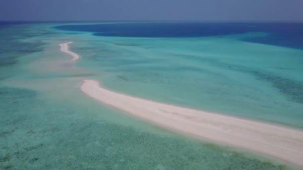 Aerial drone scenery of paradise coastline beach lifestyle by blue lagoon with white sand background — Stock Video