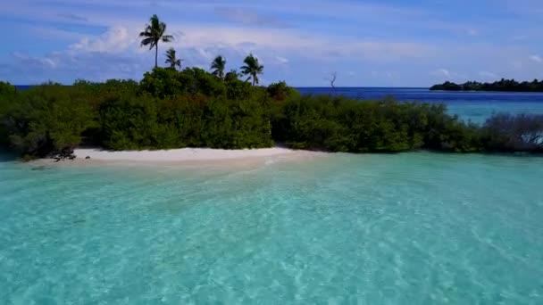 Aereo drone astratto del paradiso baia spiaggia pausa da blu oceano e pulito sfondo sabbioso — Video Stock