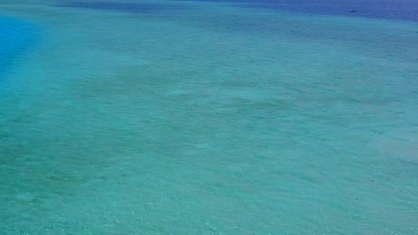 Résumé aérien d'une pause relaxante sur la plage de la baie par un océan bleu et un fond sableux blanc — Video