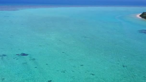 Drone εναέρια αφηρημένη ειδυλλιακή παραλία ταξίδι από τιρκουάζ νερά με καθαρή αμμώδη φόντο — Αρχείο Βίντεο