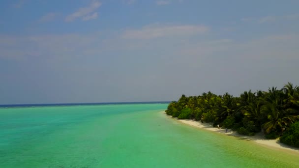 Drone zeegezicht van mooie kust strand reis door de blauwe oceaan en witte zandachtergrond — Stockvideo