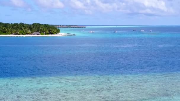 Drone uitzicht reizen van het paradijs uitzicht op zee strand flora en fauna door transparant water met wit zand achtergrond — Stockvideo