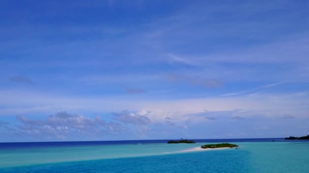 Drone seascape of tropical coast beach time by blue lagoon and clean sand background — Stock Video