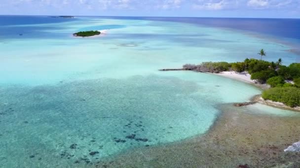 Drone εναέρια υφή χαλαρωτικό διάλειμμα παραλία θέρετρο από διάφανα νερά και λευκό αμμώδη φόντο — Αρχείο Βίντεο
