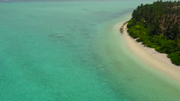 Текстура повітряного вигляду райської бухти пляжний відпочинок на аква-блакитній лагуні з білим піщаним фоном — стокове відео
