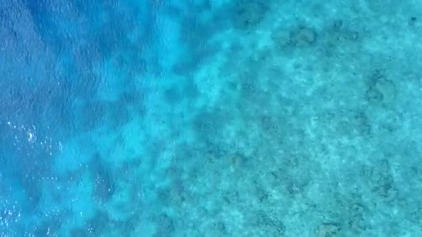 Aerial drone panorama of beautiful shore beach adventure by clear ocean and white sand background — Stock Video