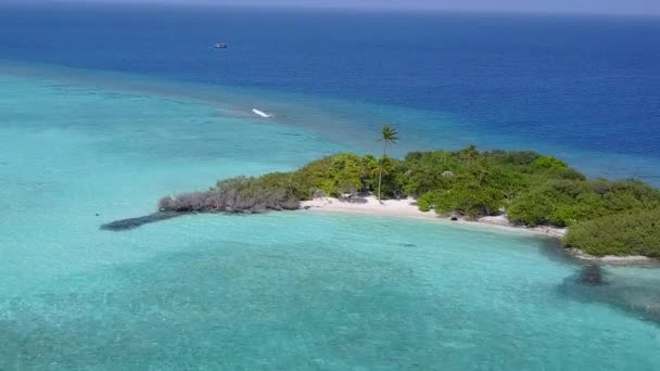 Drone εναέρια υφή εξωτική τουριστική παραλία διακοπές από διαφανή ωκεανό και λευκό φόντο άμμο — Αρχείο Βίντεο