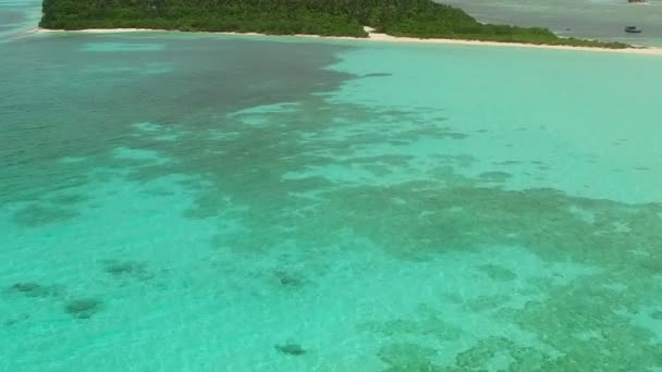 Aereo drone natura del paradiso spiaggia riva viaggio da oceano trasparente e sfondo di sabbia bianca — Video Stock