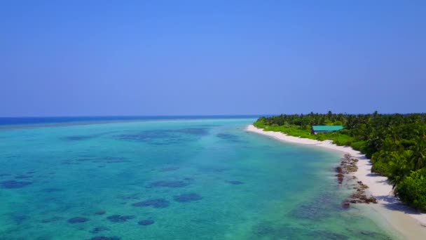 Drone natuur van tropische resort strand reis door transparante oceaan en wit zand achtergrond — Stockvideo