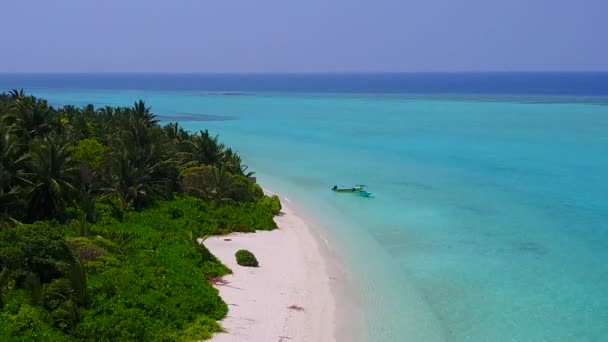 Drone view abstract of exotic island beach journey by blue green ocean with white sandy background — Stock Video