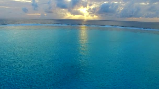 Drone scenario aereo di idilliaca vista mare spiaggia fauna selvatica da blu oceano e sabbia bianca sfondo — Video Stock