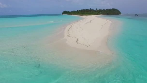 Drone astratto di bella costa spiaggia fauna selvatica da acqua blu e sfondo di sabbia brillante — Video Stock