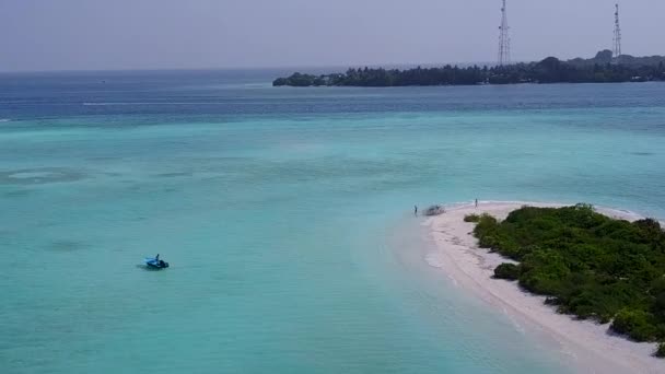 Sifat drone udara dari kehidupan liar pantai laguna yang sempurna oleh laguna biru dan latar belakang berpasir putih — Stok Video