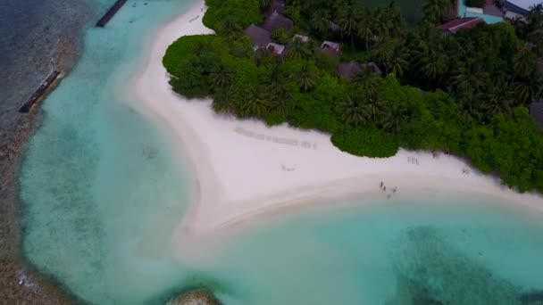 Drone landscape of exotic coast beach holiday by blue ocean and white sandy background — Stock Video