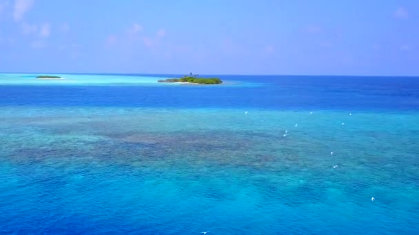 Pandangan udara alam pantai tropis pantai liburan dengan air biru dan pasir cerah latar belakang — Stok Video