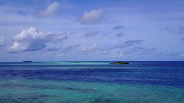 Ciel drone aérien de plage littoral tropical faune par mer bleue avec fond de sable blanc — Video