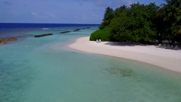 澄んだ海と白い砂の背景による熱帯の海の景色のビーチの休日のドローン航空観光 — ストック動画