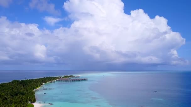Paisagem de drones da praia da ilha marinha vida selvagem por oceano transparente com fundo arenoso branco — Vídeo de Stock