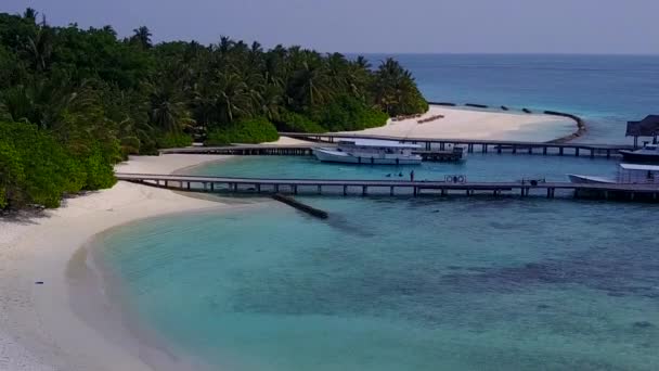 Drone view seascape of relaxing island beach time by aqua blue water and white sand background — Stock Video