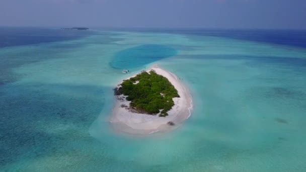 Drone aérien nature de belle station balnéaire faune par lagune bleue et fond de sable blanc — Video