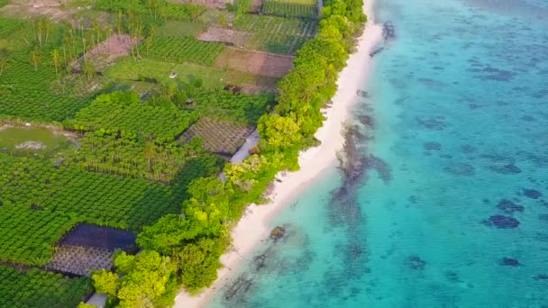 Drohnenabstrakt von idyllischen Inselstrandurlaub am blauen Wasser mit weißem Sandhintergrund — Stockvideo