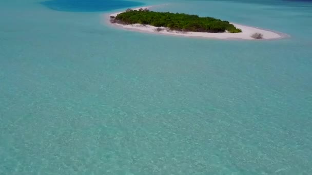 Luftdrohne Natur des Paradieses touristischen Strand Lebensstil durch klares Wasser mit weißem Sandhintergrund — Stockvideo