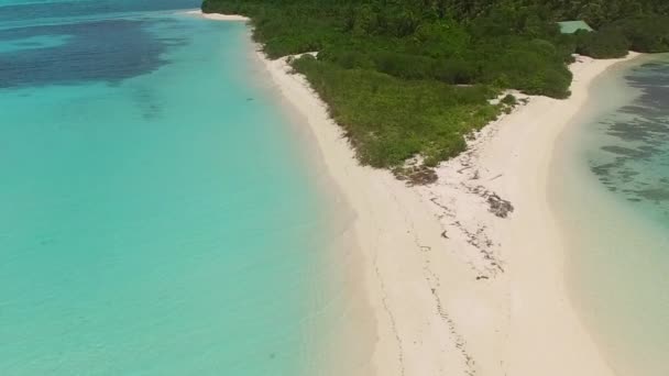 Légi drón tengeri trópusi tengerparti strand kirándulás kék tenger és fehér homok háttér — Stock videók