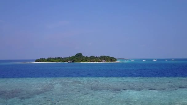 Vista aerea paesaggio marino del resort tropicale vacanza al mare da acque poco profonde e sfondo di sabbia bianca — Video Stock