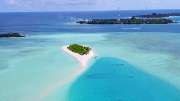 Luftbild Natur mit entspannendem Meerblick Strand Tierwelt durch transparenten Ozean mit sauberem Sand Hintergrund — Stockvideo