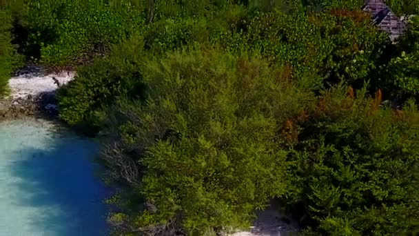 Textura de drone da viagem de praia da baía paradisíaca pelo oceano azul verde com fundo de areia branca — Vídeo de Stock