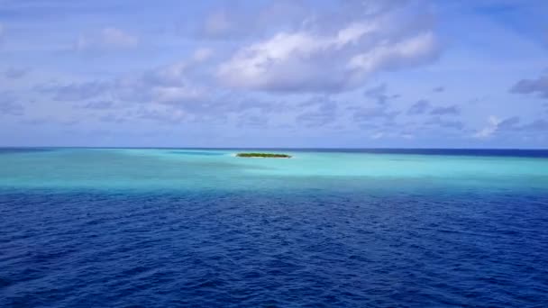 Turismo aéreo de drones de relajante fauna de playa de bahía por mar azul y fondo de arena blanca — Vídeos de Stock