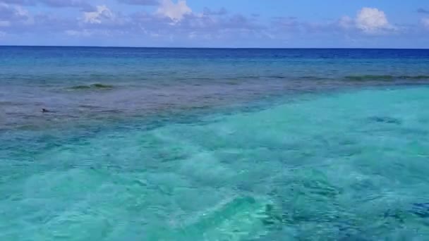 Cielo drone di viaggio spiaggia riva tropicale da oceano poco profondo e sfondo di sabbia brillante — Video Stock