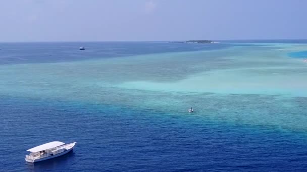 Aerial drone nature of marine island beach vacation by blue sea and white sandy background — Stock Video