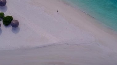 Temiz su ve beyaz kumlu zemin ile rahatlatıcı sahil sahili yaşam tarzının hava aracı manzarası