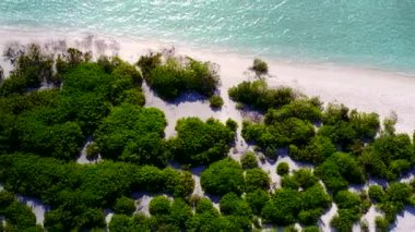 Beyaz kumlu arka planlı mavi yeşil deniz kıyısındaki deniz manzaralı sahil macerası