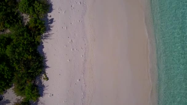 Vista aérea de la naturaleza de vacaciones perfectas playa turística por el océano turquesa con fondo de arena blanca — Vídeo de stock