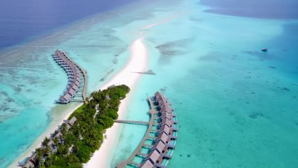 Panorama aérien de drones de belle plage de la faune par océan bleu et fond sablonneux blanc — Video