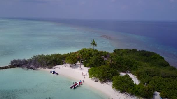 Drone εναέρια υφή της τροπικής παράκτιας άγριας ζωής παραλία από μπλε πράσινη θάλασσα και φωτεινό φόντο άμμο — Αρχείο Βίντεο