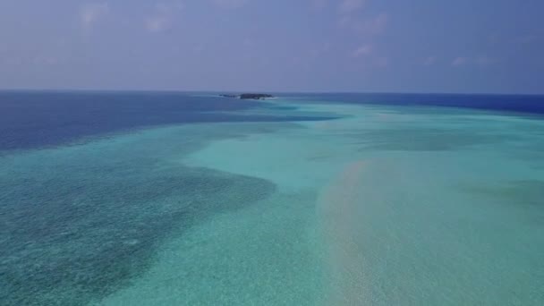 白い砂浜を背景に透明海によるエキゾチックなリゾートビーチの野生動物のドローン航空風景 — ストック動画